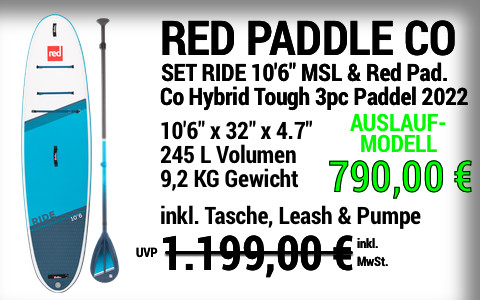 2022 RED PADDLE 1199 790 MAIN SUP Showroom 2022 Red Paddle Co. SET Ride 10622x3222x4.722 MSL Red Paddle Co Hybrid Tough 3pc Paddle Auslaufmodell
