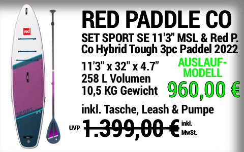 2022 RED PADDLE 1399 960 MAIN SUP Showroom 2022 Red Paddle Co. SET SPORT SE 11322x3222x4.722 MSL Red Paddle Co Hybrid Tough purple 3pc Paddle Auslaufmodell