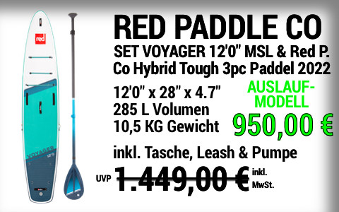 2022 RED PADDLE 1449 950 MAIN SUP Showroom 2022 Red Paddle Co. SET VOYAGER 12022x2822x4.722 MSL Red Paddle Co Hybrid Tough 3pc Paddle Auslaufmodell