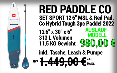 2022 RED PADDLE 1449 980 MAIN SUP Showroom 2022 Red Paddle Co. SET SPORT 12622x3022x622 MSL Red Paddle Co Hybrid Tough 3pc Paddle Auslaufmodell