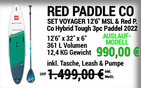 2022 RED PADDLE 1499 990 MAIN SUP Showroom 2022 Red Paddle Co. SET VOYAGER 12622x3222x622 MSL Red Paddle Co Hybrid Tough 3pc Paddle Auslaufmodell