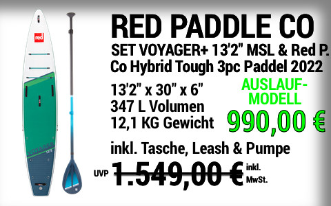 2022 RED PADDLE 1549 990 MAIN SUP Showroom 2022 Red Paddle Co. SET VOYAGER+ 13222x3022x622 MSL Red Paddle Co Hybrid Tough 3pc Paddle Auslaufmodell