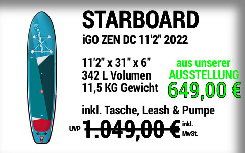2022 STARBOARD 1049 649 MAIN SUP Showroom 2022 Starboard iGO ZEN DC 11222x3122x622 Ausstellungsstueck
