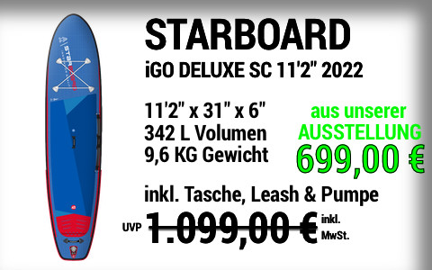 2022 STARBOARD 1099 699 MAIN SUP Showroom 2022 Starboard iGO Deluxe SC 11222x3122x622 Ausstellungsstueck