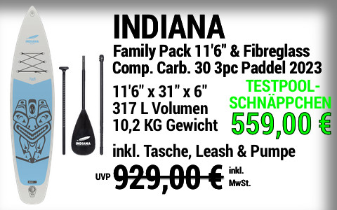2023 INDIANA 929 559 MAIN SUP Showroom 2023 INDIANA Family Pack grey 11622x3122x622 Indiana 3pc FibreglassComposite Carbon 30 Paddle Testboard
