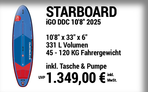 2025 STARBOARD 1349 MAIN SUP Showroom 2025 Starboard iGO DELUXE DC  10822x3322x622